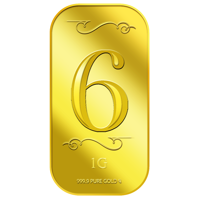 1g Number 6 Gold Bar