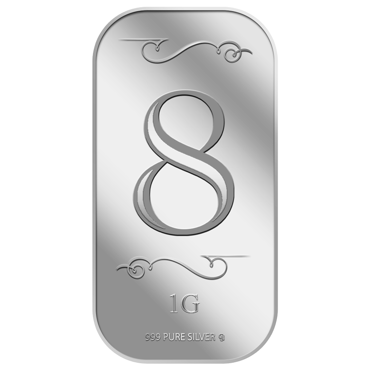 1g Number 8 Silver Bar