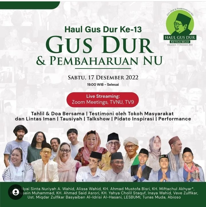 Haul Gus Dur ke-13 Akan Dilaksanakan 17 Desember 2022